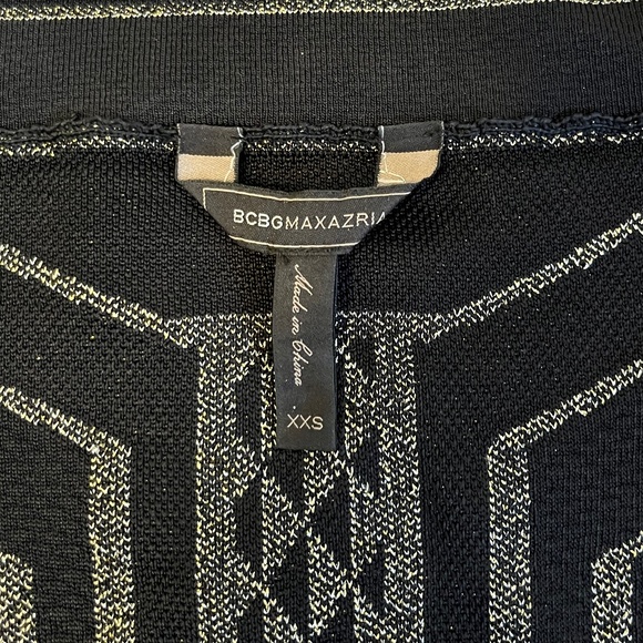 BCBGMAXAZRIA SKIRT JOSA BLACK/GOLD GEOMETRIC JACQUARD SIZE EXTRA EXTRA SMALL - Picture 4 of 4